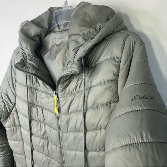 Eddie Bauer Women's Puffer Medium Gray Jacket Coat Hooded Full-Zip Pockets Long - Picture 4 of 11